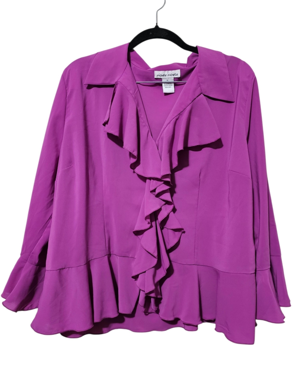 Vintage Magenta Ruffle Front Blouse